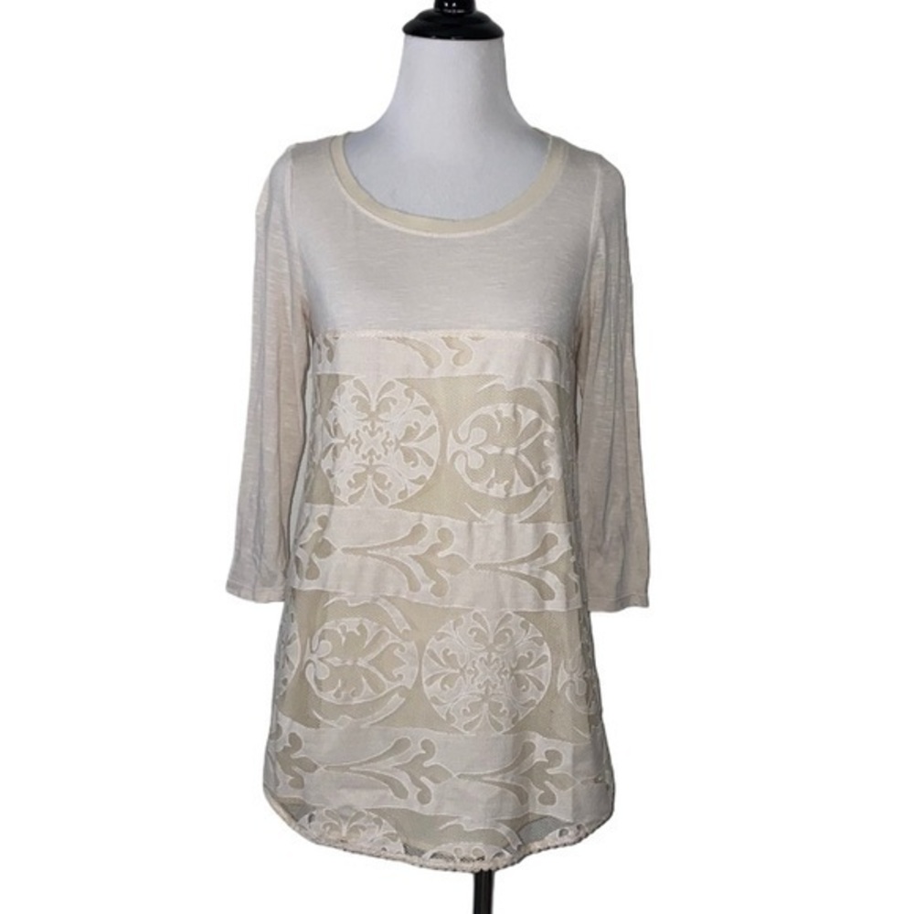 Anthropologie Meadow rue women’s XS capriccio cream lace blouse